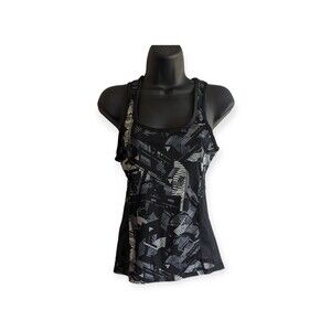 Yitong Womens Black/White Athletic Racerback Tank Top Size S/M